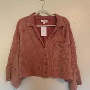 Cropped Western Button Up Collar Shirt: Fleastyle